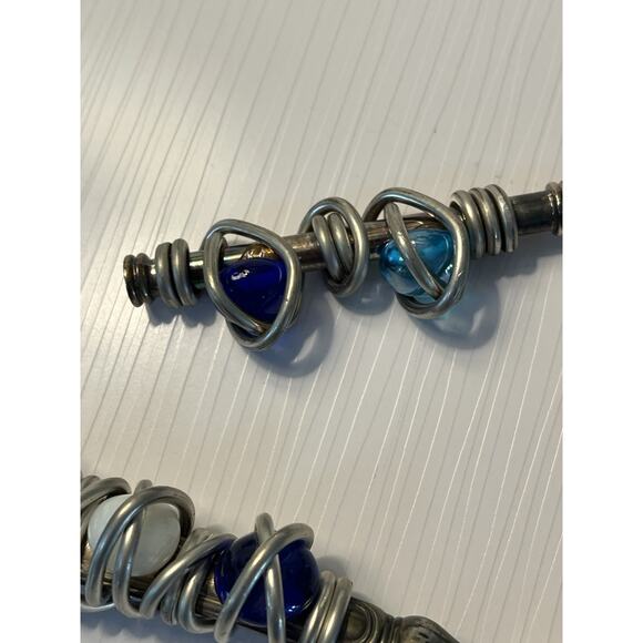 Charcuterie Cheese Serving Utensils Bottle Opener Wire Wrapped Art Glass 3pc Set - Picture 5 of 7